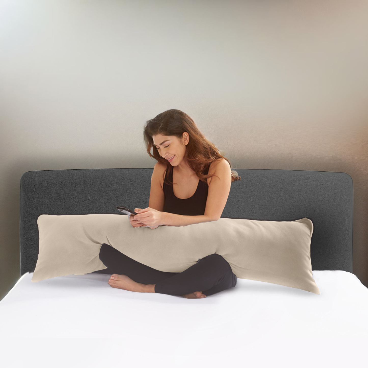 Bodypillow Kissenbezug Premium Baumwolle Sand 40x145 cm