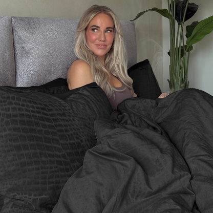 Bettdecke Ohne Bezug Samt Snake Skin Jet Black